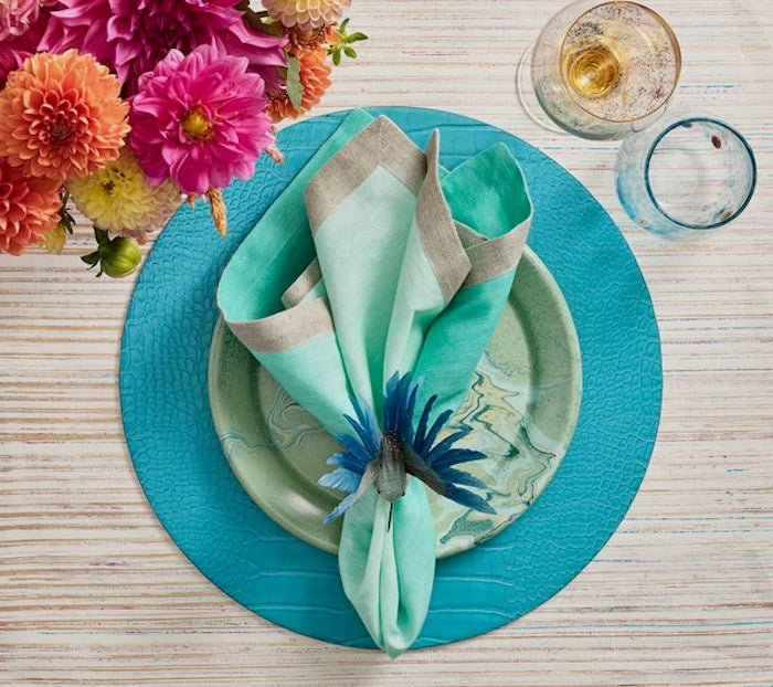 Humm Napkin Ring in Blue & Green Set of 4 by Kim Seybert - Lifestyle 5