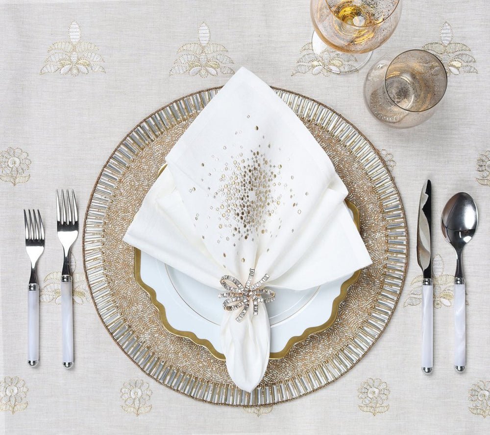 Jeweled Bow Napkin Ring in Gold & Crystal Set of 4 in a Gift Box by Kim Seybert GOLD/CRYSTAL 2.6" L x 2.2" W x 2.2" H Napkin Ring - Set of 4 at FIG LINENS AND HOME 4