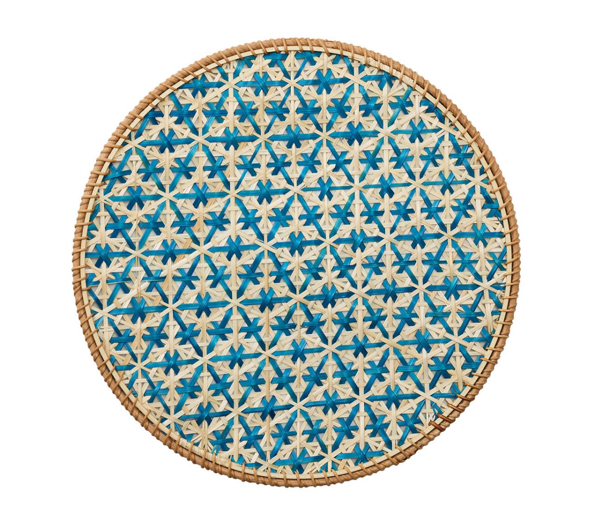 Kim Seybert Lanai Placemats in Natural & Turquoise | Set of 4 at Fig Linens and Home - View 1