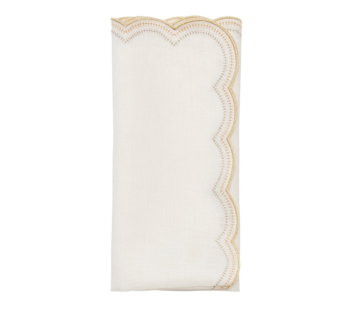 Lune Napkin in White, Gold & Silver, Set of 4 Kim Seybert