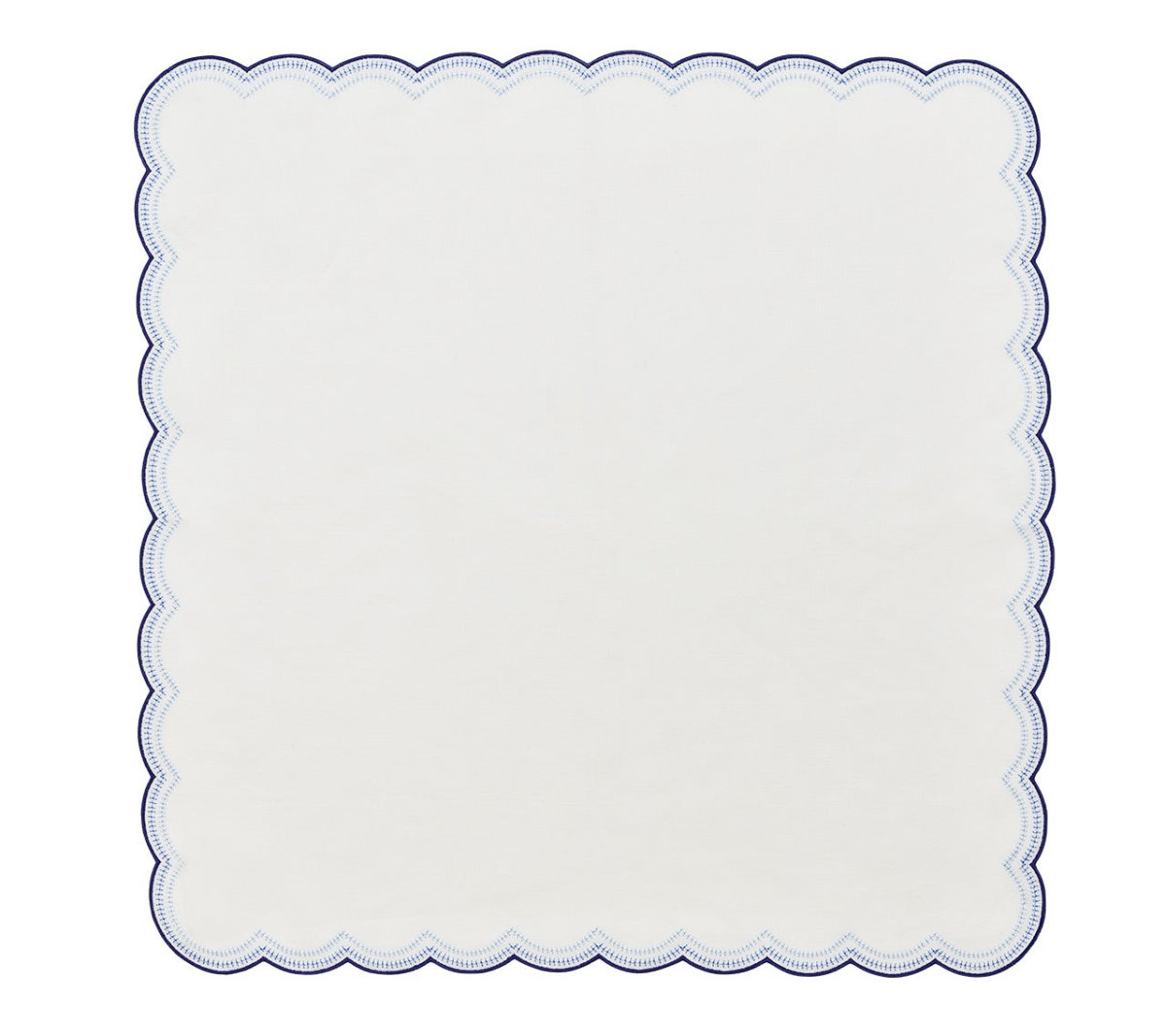 Lune Napkin in White & Navy, Set of 4 by Kim Seybert White/Navy 21"L x 21"W x 0.1"H - Set of 4 Napkins at FIG LINENS AND HOME 4