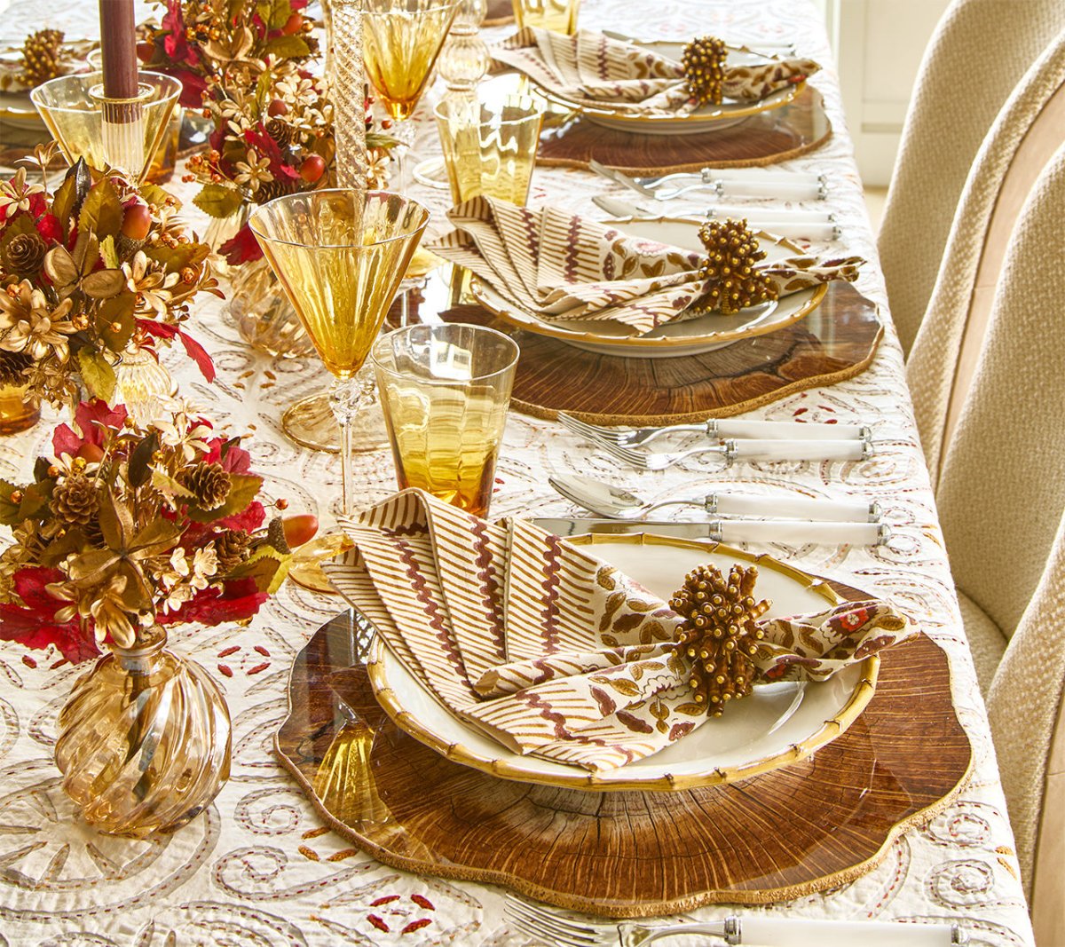 Majorelle Napkin in Brown & Orange, Set of 4 by Kim Seybert 3 at Fig Linens and Home