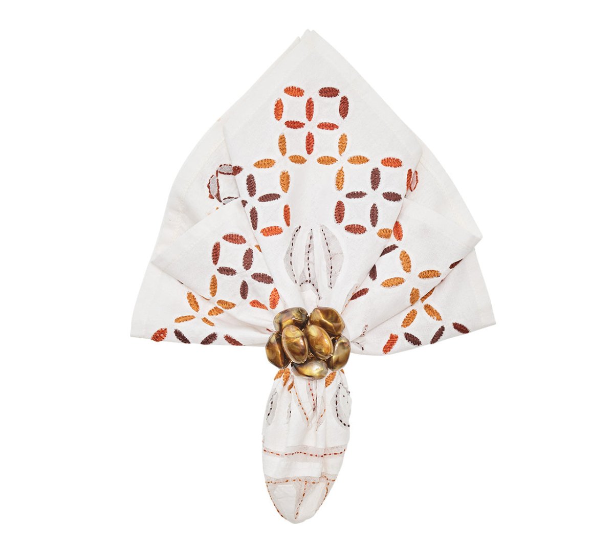 Malta Napkin in White & Brown, Set of 4 by Kim Seybert at Fig Linens and Home 1