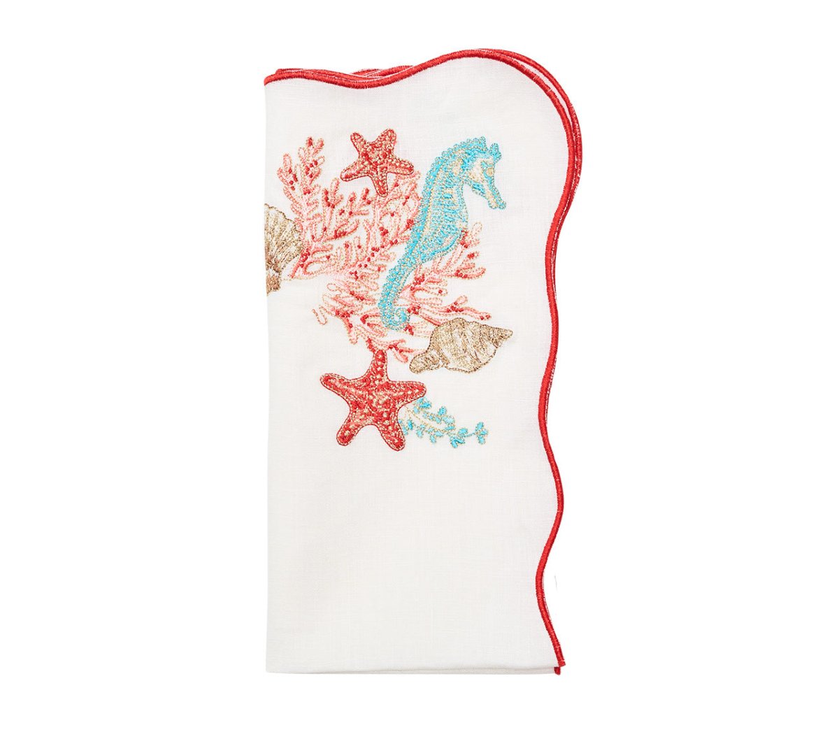 Marina Napkin in White & Multi Set of 4 by Kim Seybert at Fig Linens and Home - 1