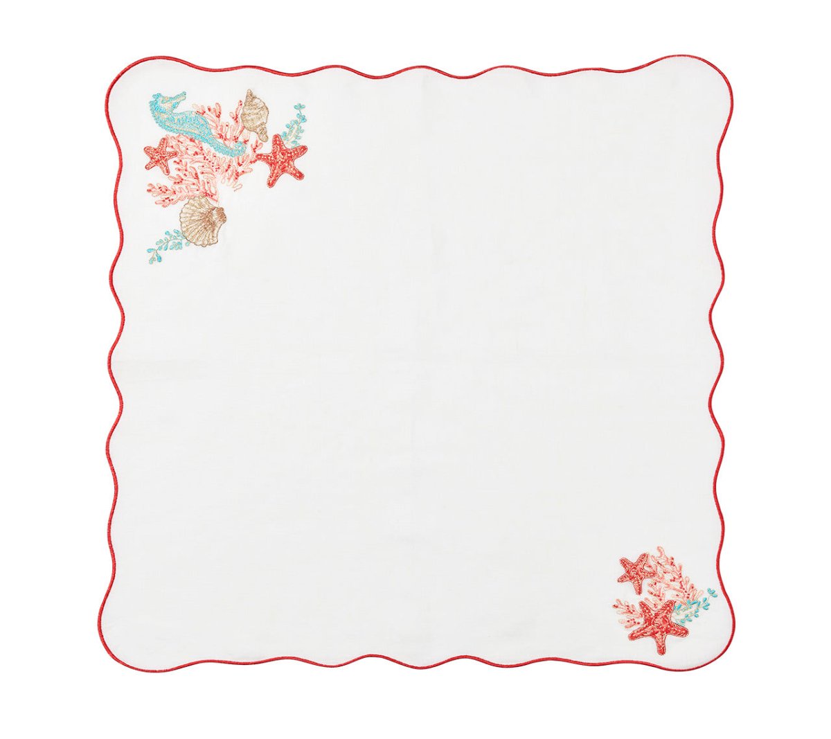 Marina Napkin in White & Multi Set of 4 by Kim Seybert at Fig Linens and Home - 4
