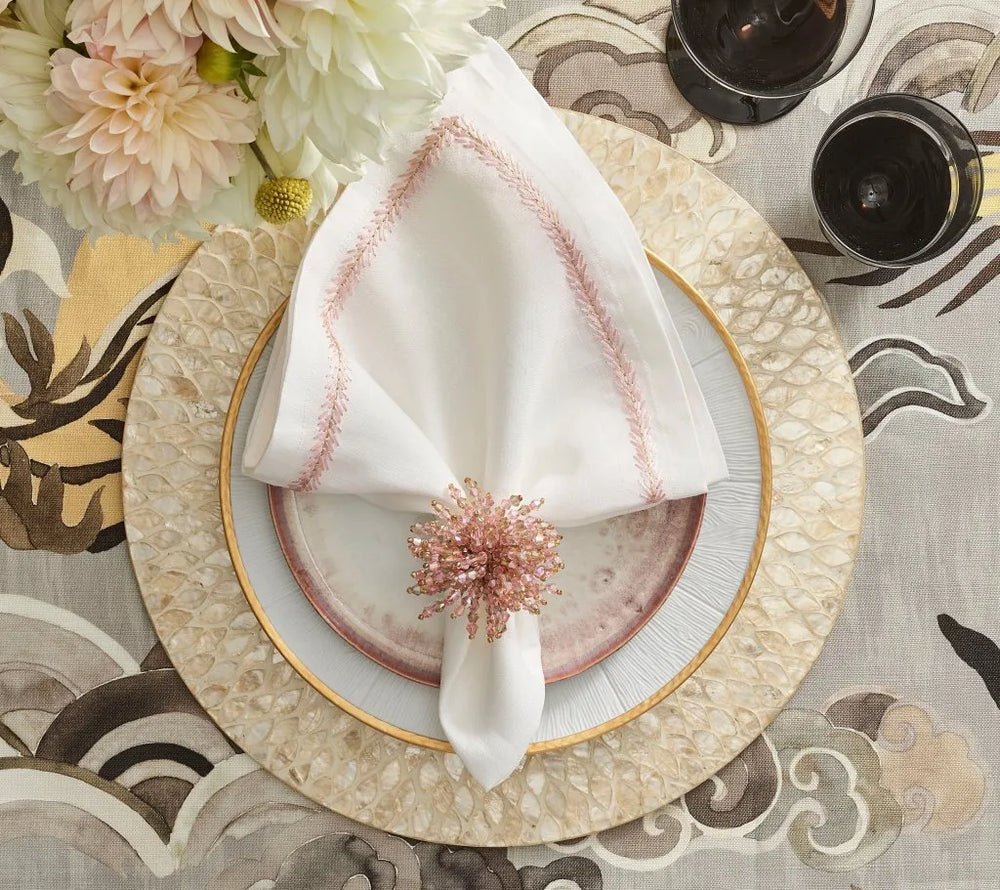 Marquis Placemat in Champagne Set of 4 by Kim Seybert - Lifestyle 2 at Fig Linens and Home
