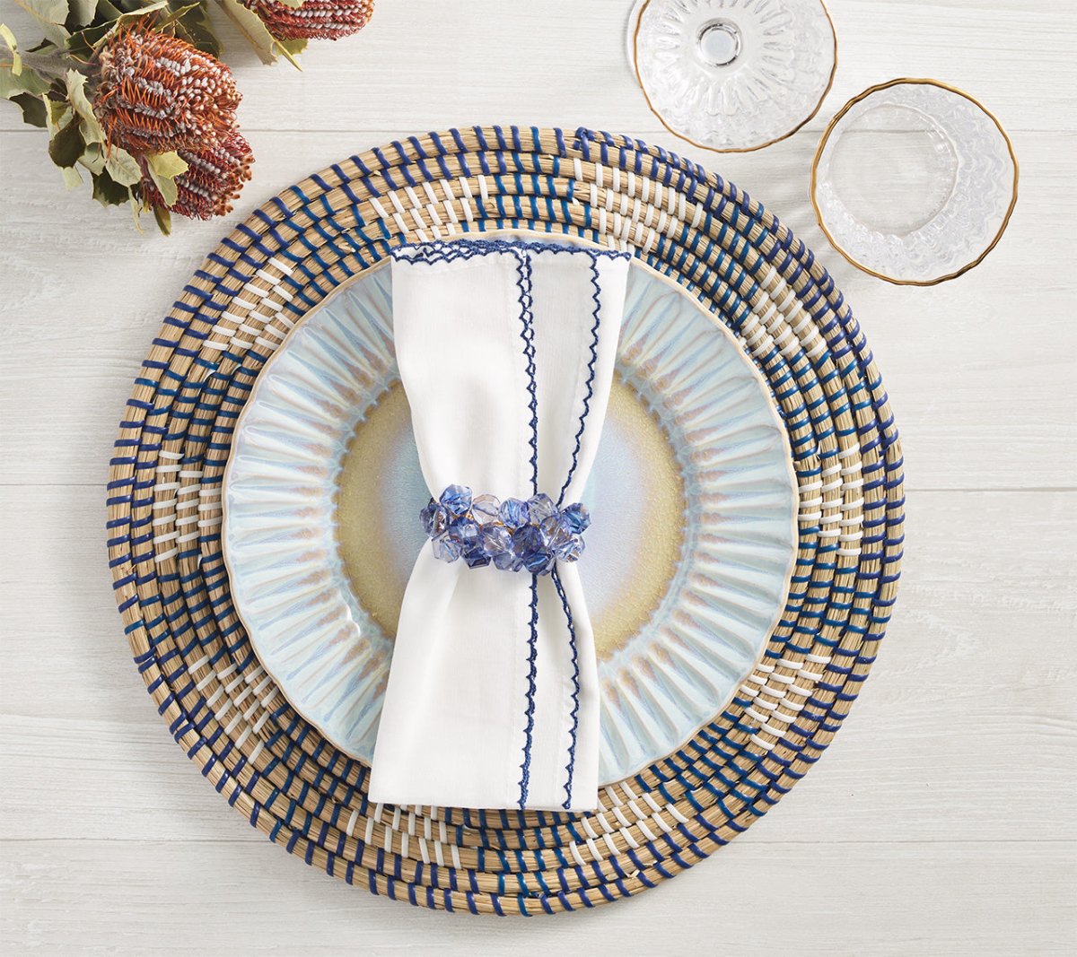 Pop Rocks Napkin Ring in Navy & Blue by Kim Seybert at Fig Linens and Home - Lifestyle 2
