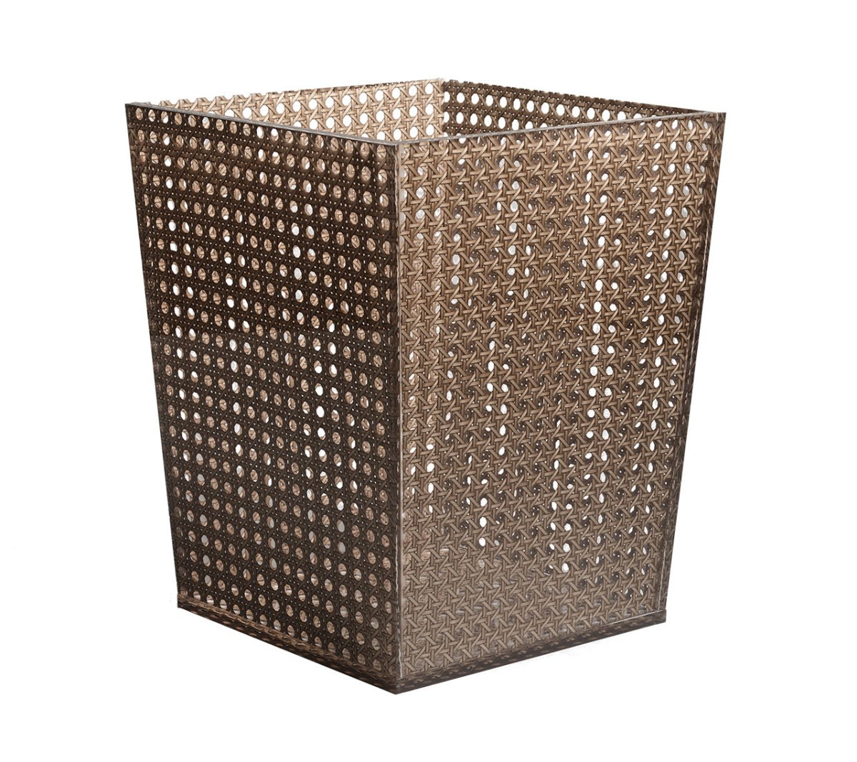 Reed Waste Basket in Brown Kim Seybert Brown 9.5"L x 9.5"W x 11.75"H at FIG LINENS AND HOME 1