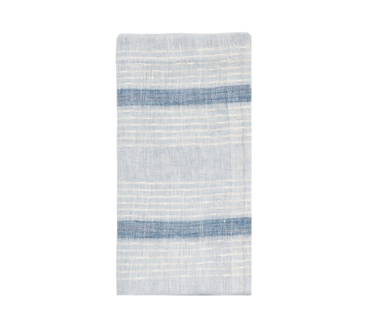 Ribbon Stripe Cloth Napkins in Ivory & Blue Set of 4 | Kim Seybert at Fig Linens and Home 2