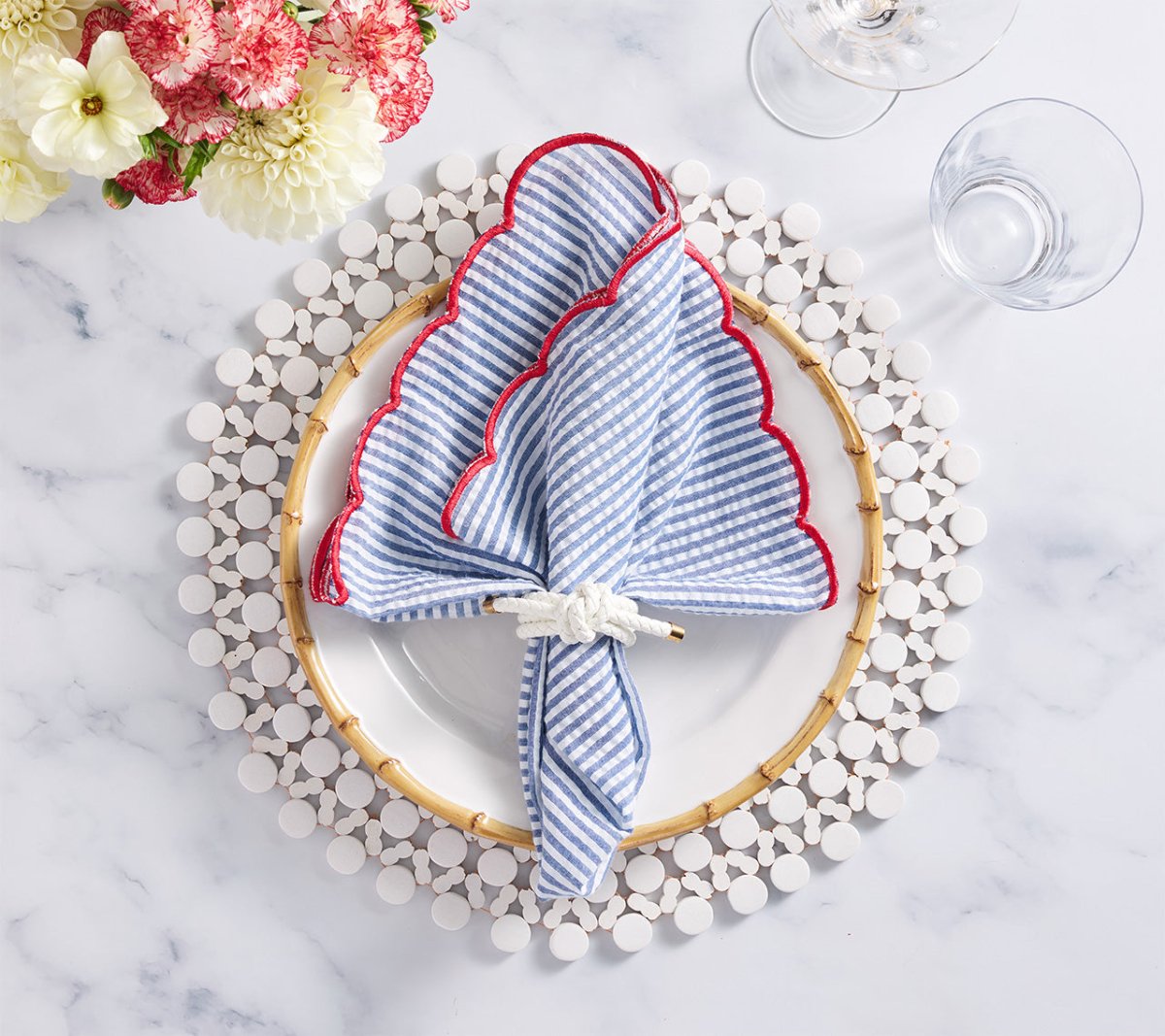 Round Bamboo Placemat in White Set of 4 by Kim Seybert at Fig Linens and Home - Image 10