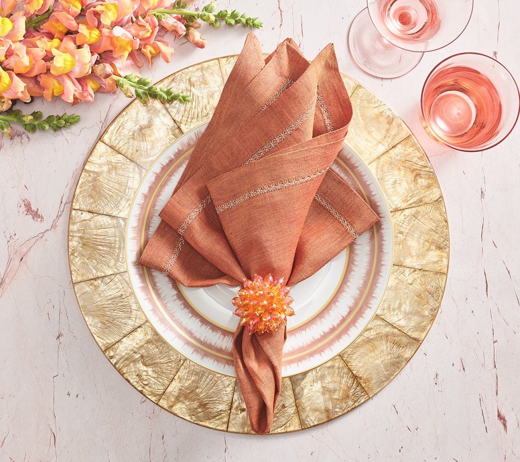 Round Capiz Champagne Placemat Detail 4 | Kim Seybert at Fig Linens and Home