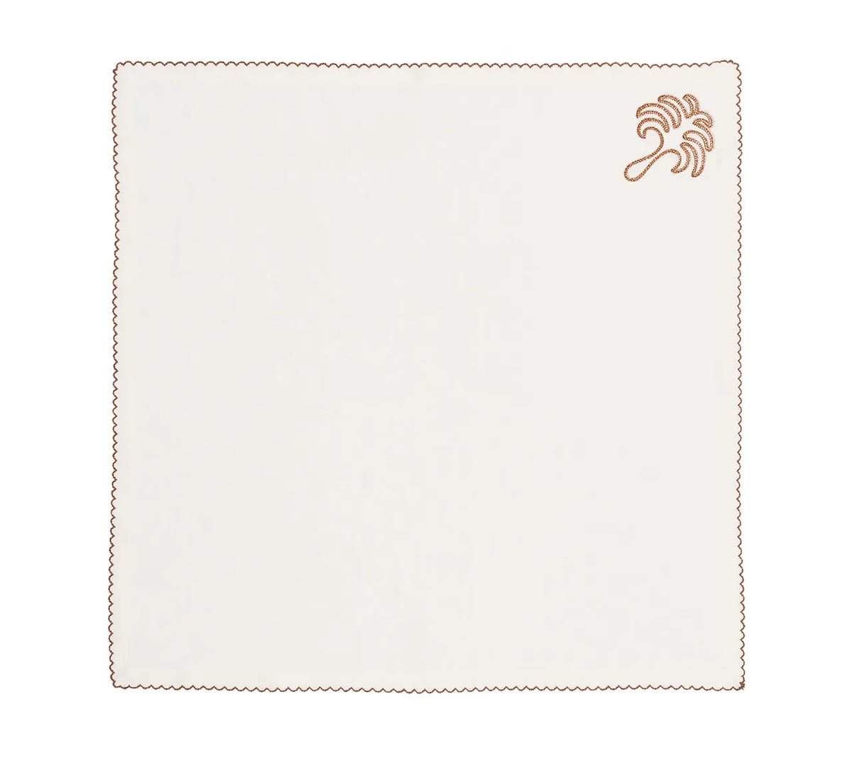 Royal Palm Napkin in White & Brown Set of 4 by Kim Seybert at Fig Linens and Home - Flat