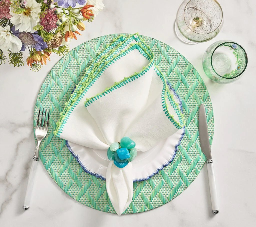 Sea Stone Napkin Ring in Seafoam Set of 4 by Kim Seybert - Lifestyle 1