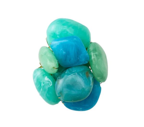 Sea Stone Napkin Ring in Seafoam Set of 4 by Kim Seybert - Top View