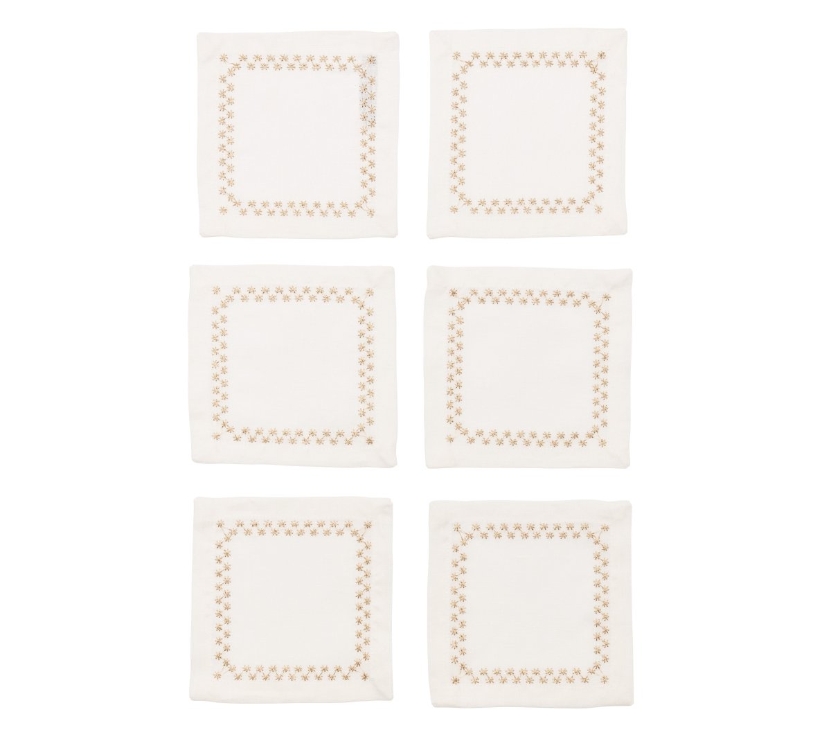 Starry Night Cocktail Napkin in White & Gold, Set of 6 in a Gift Box Kim Seybert at Fig Linens and Home - 36