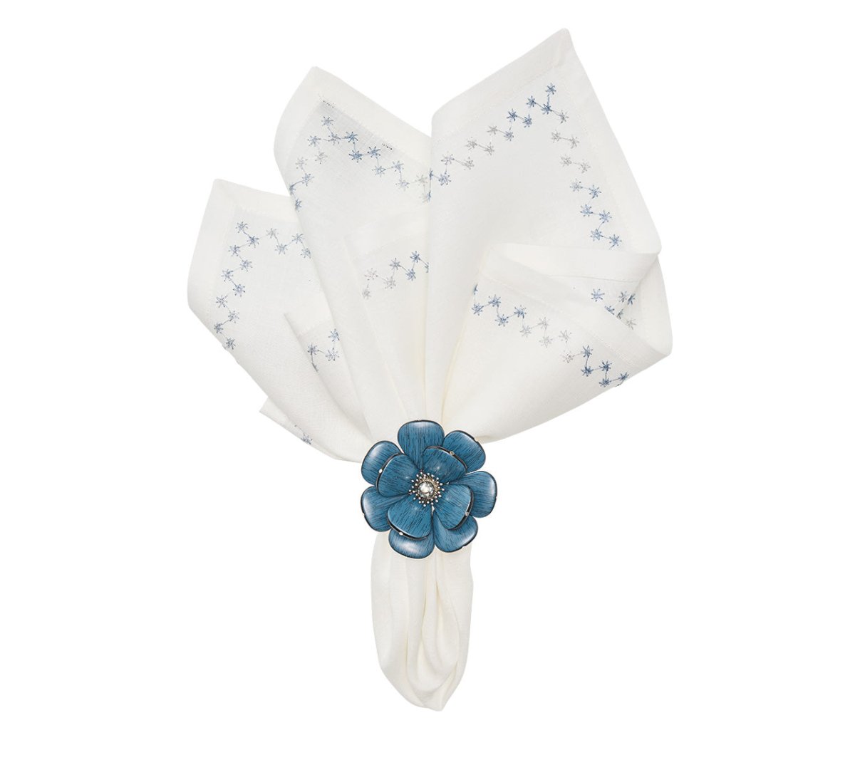 Starry Night Napkin in White & Blue, Set of 4 Kim Seybert at Fig Linens and Home - 28