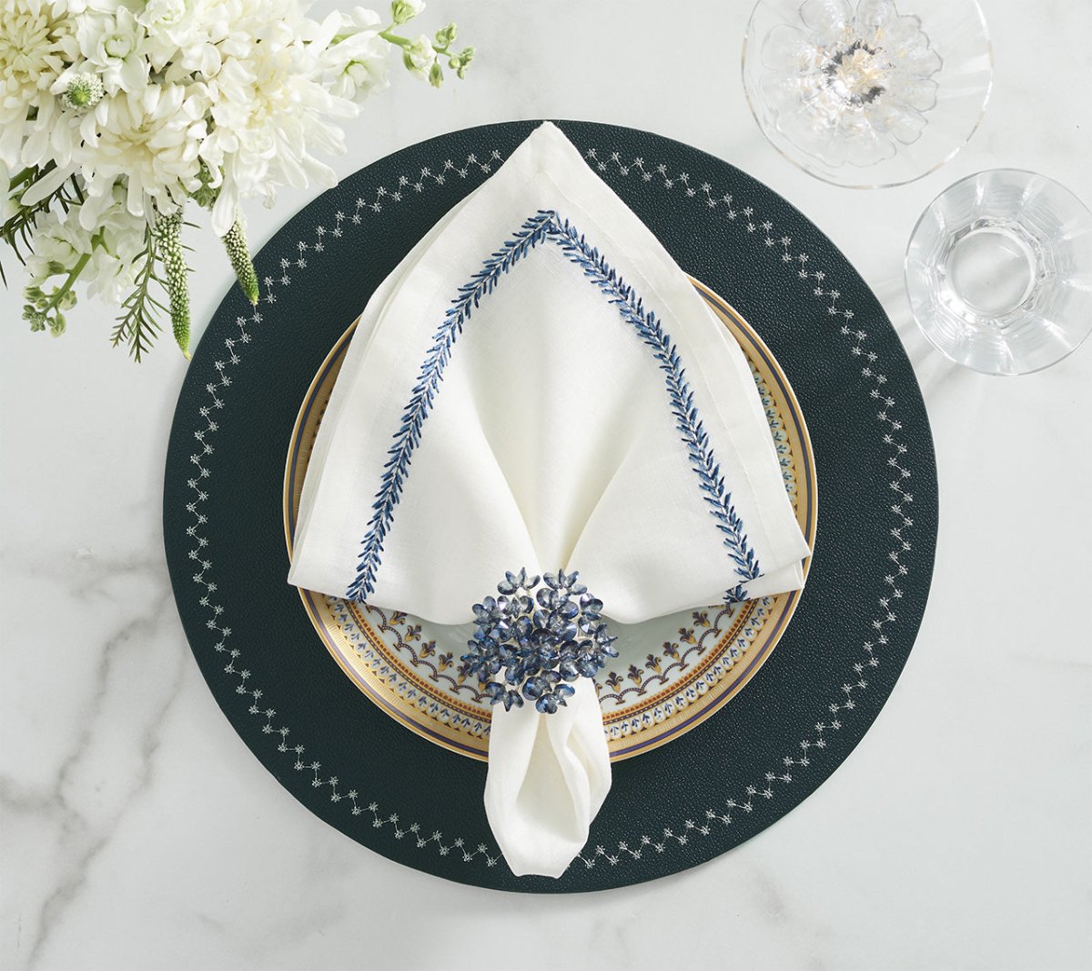 Starry Night Placemat in Cadet, Set of 4 Kim Seybert at Fig Linens and Home - 10