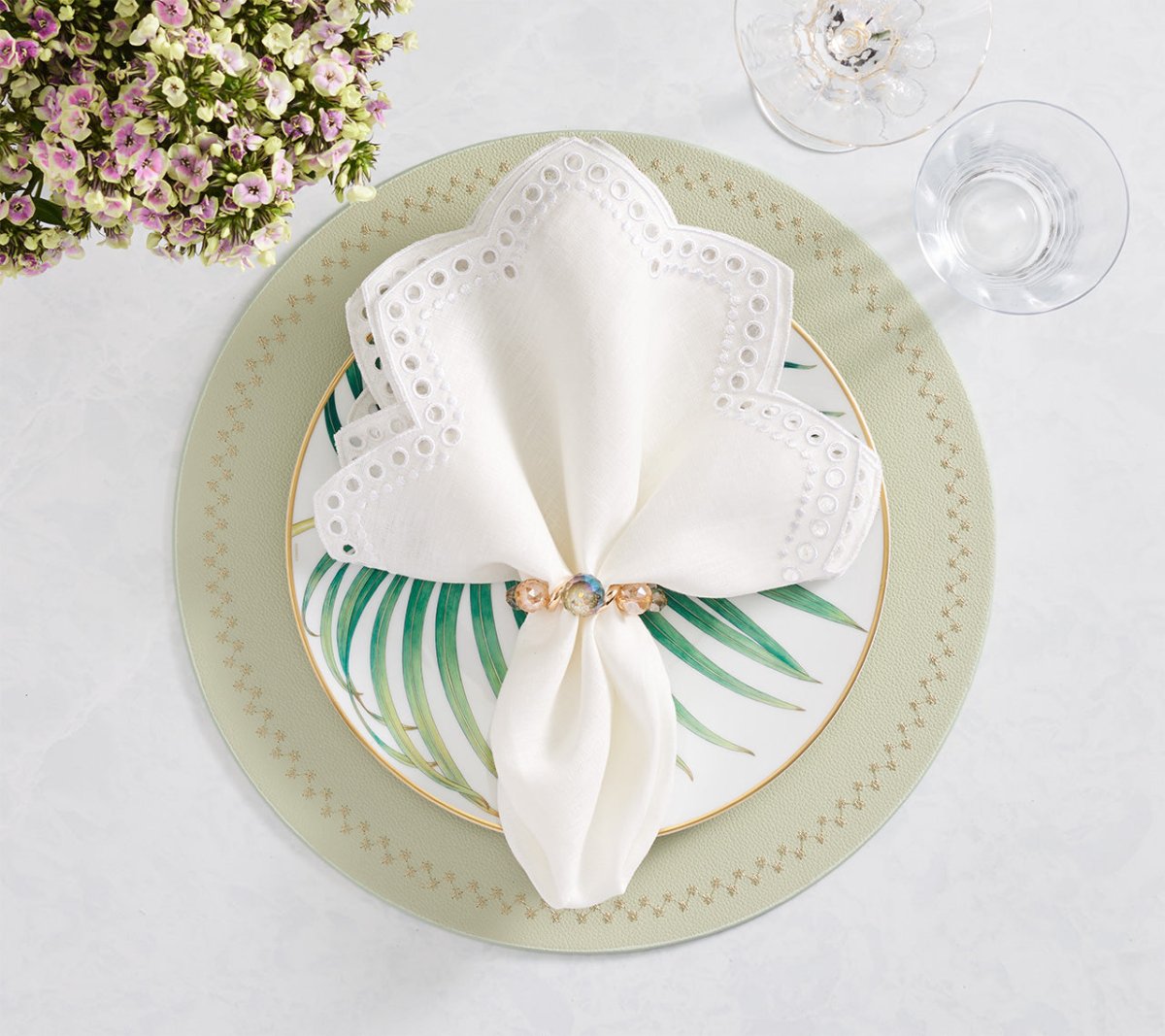 Starry Night Placemats in Mint by Kim Seybert at Fig Linens and Home - LIfestyle 3