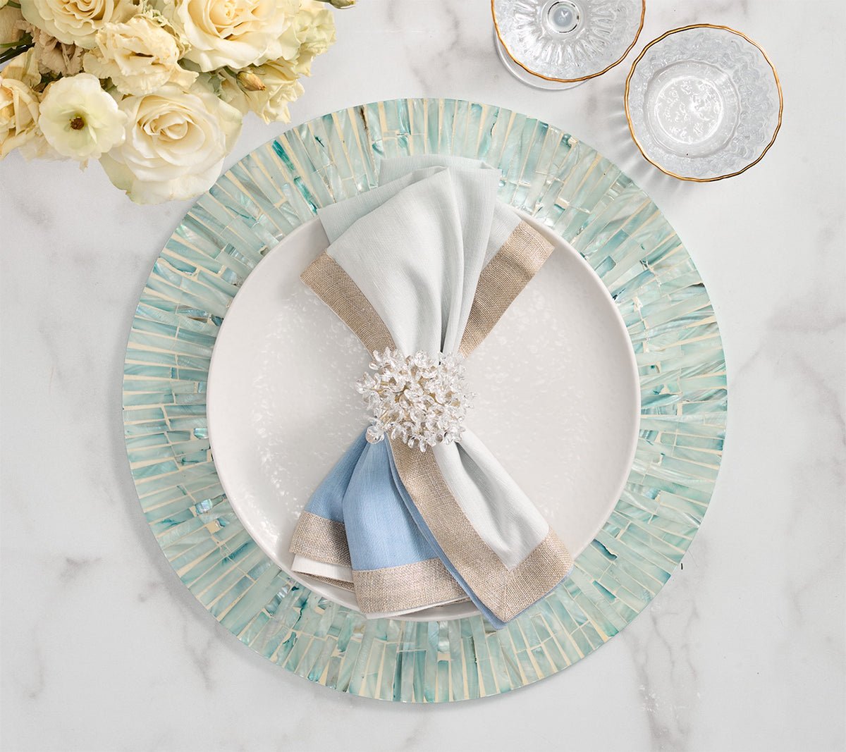 Tahiti Placemat in Periwinkle Set of 4 by Kim Seybert at Fig Linens and Home 7