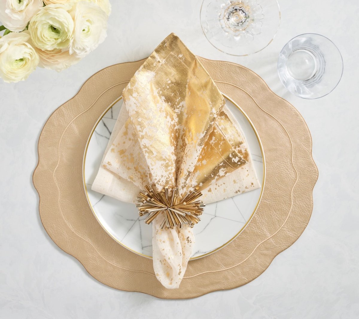 Tailored Placemat in Gold by Kim Seybert at Fig Linens and Home - Lifestyle 2