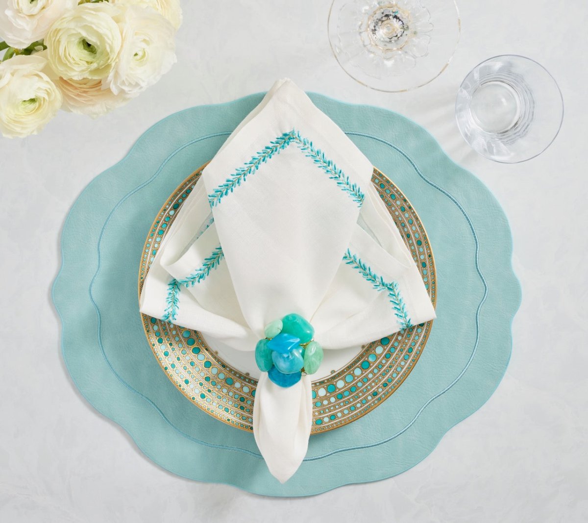 Tailored Placemat in Seafoam by Kim Seybert at Fig Linens and Home 2 - Lifestyle