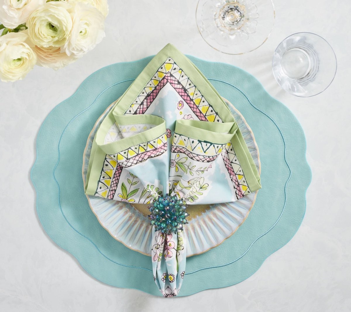 Tailored Placemat in Seafoam by Kim Seybert at Fig Linens and Home 1 - Lifestyle