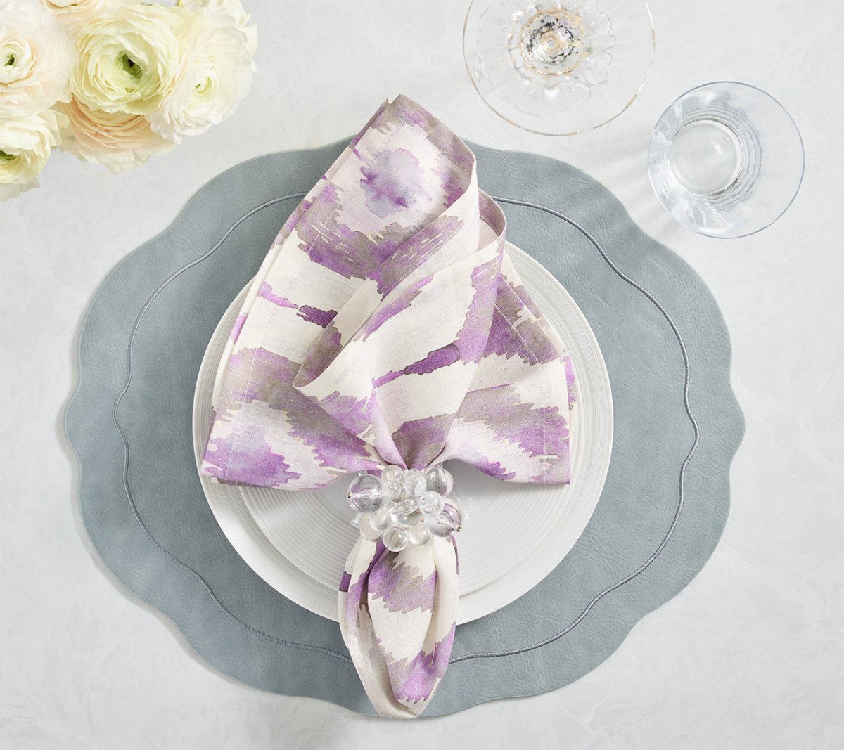 Tailored Placemat in Steel Gray by Kim Seybert at Fig Linens and Home - Lifestyle 1