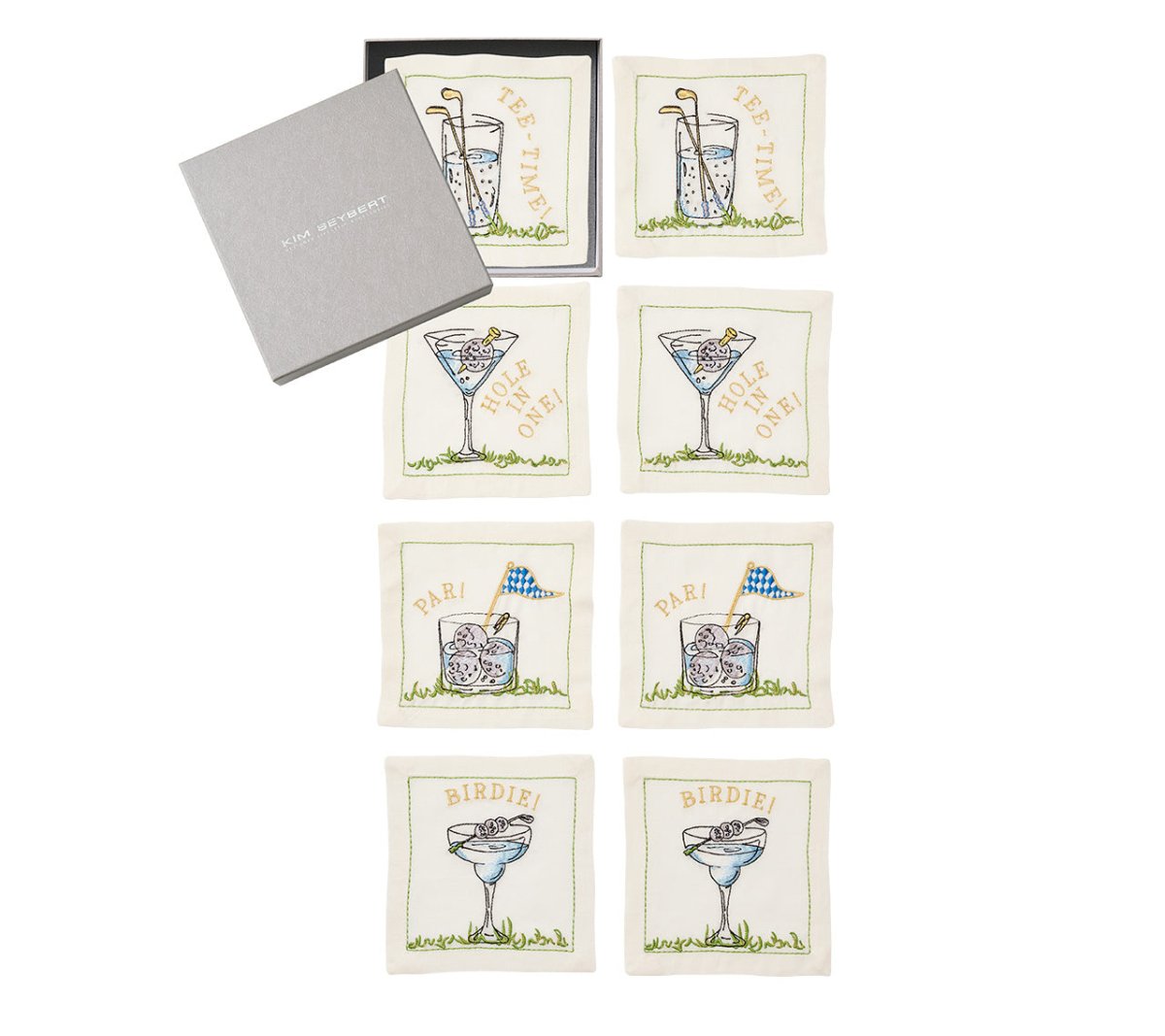 Tee Time Cocktail Napkins Set of 8 in a Gift Box by Kim Seybert at Fig Linens and Home - View 3