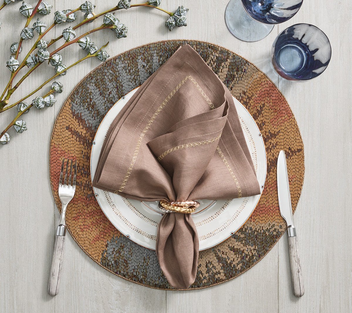 Trinity Napkin Ring in Multi Set of 4 in a Gift Box by Kim Seybert at Fig Linens and Home 2