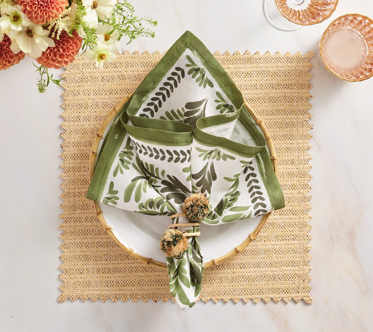 Vista Placemats Set of 4 in Ivory & Biege by Kim Seybert at Fig Linens and Home - Lifestyle 5