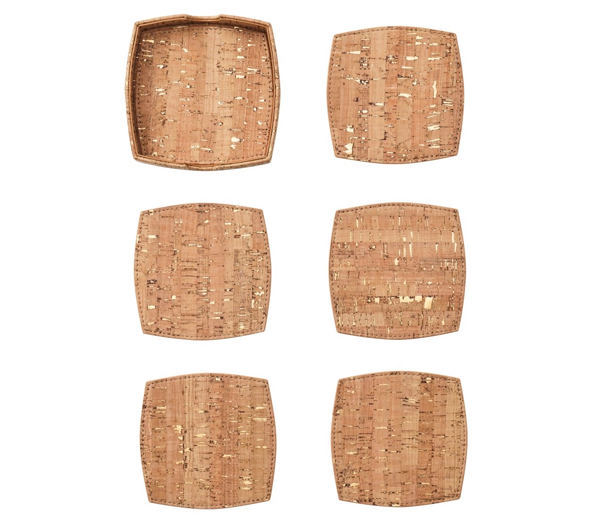 Whistler Coaster in Natural & Gold, Set of 6 in a Caddy Kim Seybert