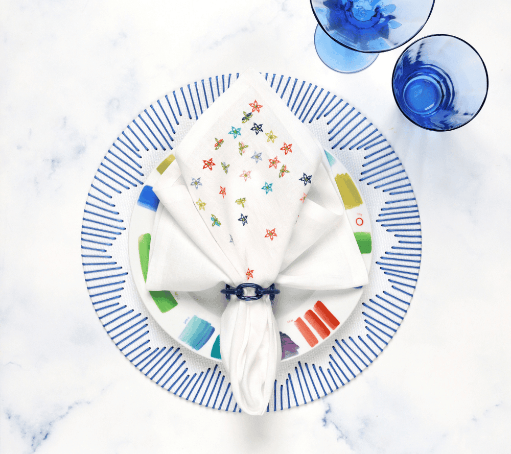 Wind Blown Napkin in White & Multi Set of 4 by Kim Seybert at Fig Linens and Home 3