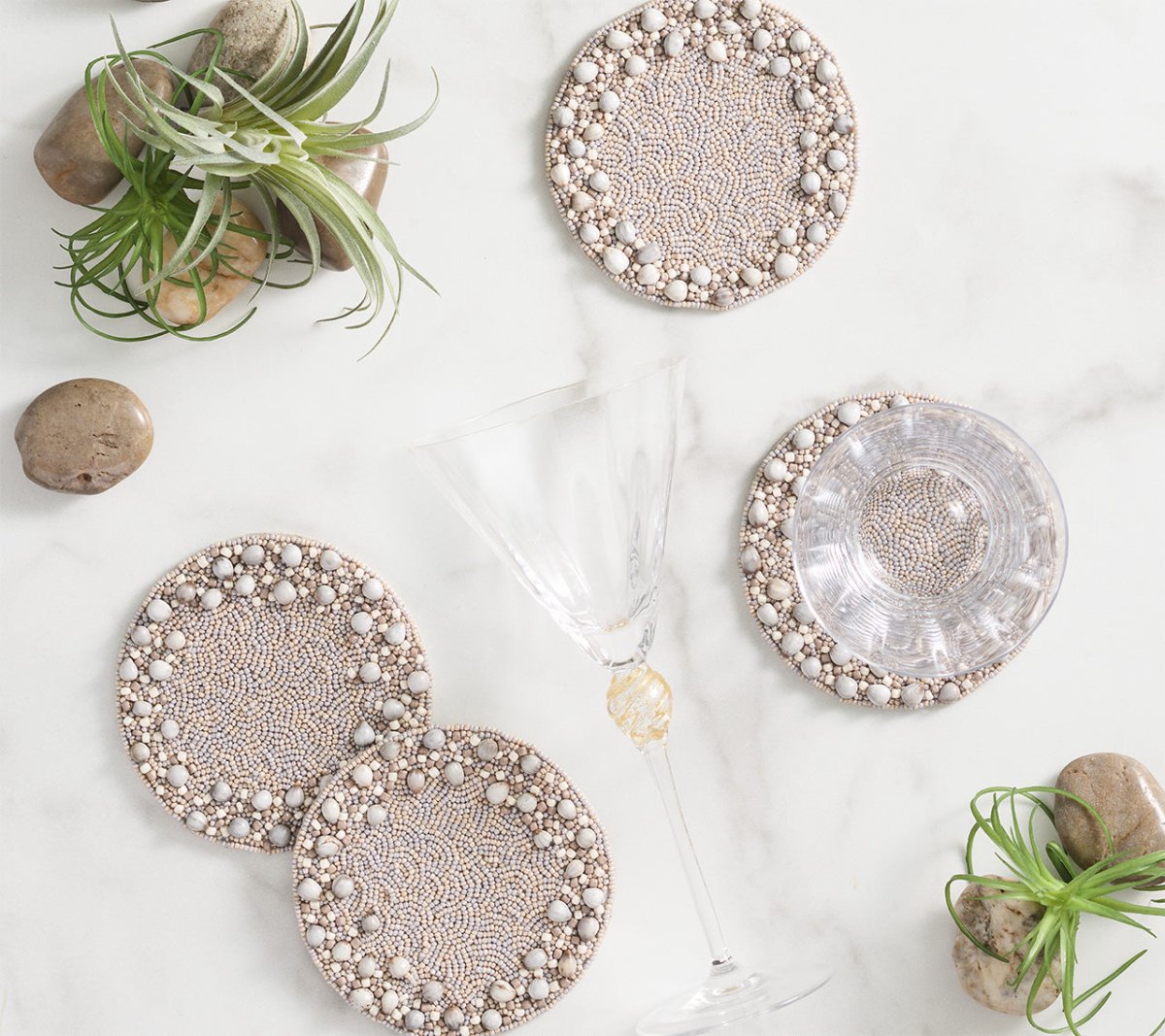 Zen Gray & Taupe Coaster Detail 2 | Kim Seybert at Fig Linens and Home