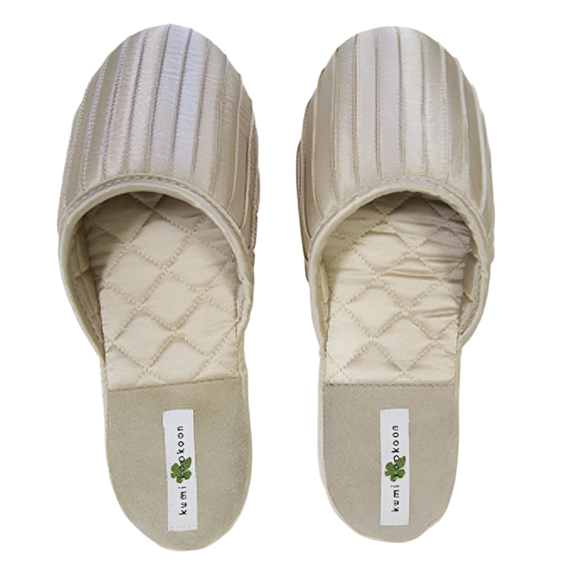 Kumi Kookoon French Pleat Silk Slippers | Fig Linens Smoke