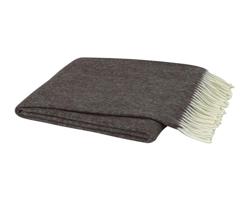 Lands Downunder Italian Herringbone Chestnut Brown Throw by Lands Downunder - 51" x 67" Throw Chestnut Brown at FIG LINENS AND HOME - 1