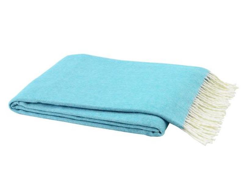 Lands Downunder Italian Herringbone Turquoise Throw by Lands Downunder - 51" x 67" Throw Turquoise at FIG LINENS AND HOME - 1