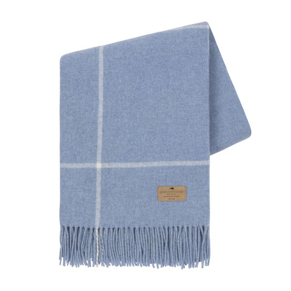 Windowpane Cashmere Sky Blue Throw by Lands Downunder at Fig Linens and Home