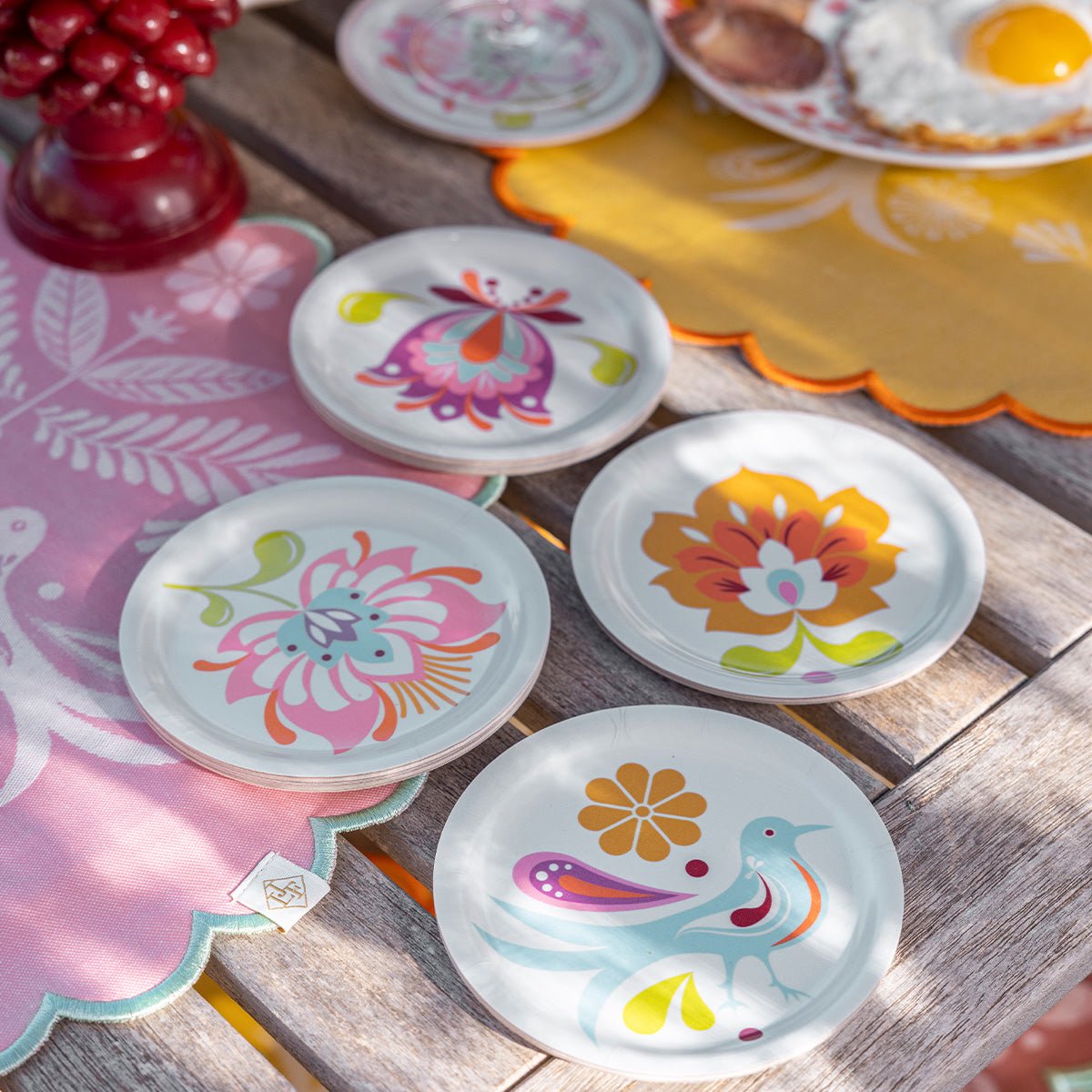 Alegria Multicolor Set of 4 Coasters by Le Jacquard Francais Ø 4" MULTICO at FIG LINENS AND HOME 1