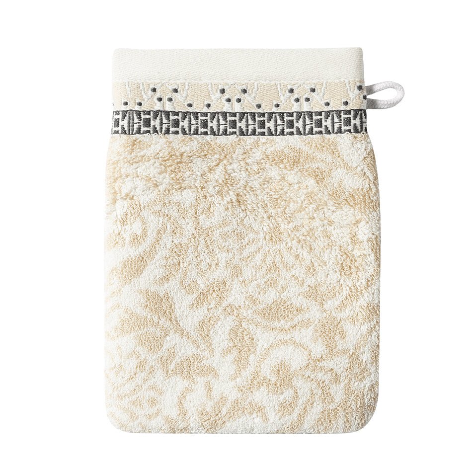 Charme Crème Wash Mitt by Le Jacquard Francais at Fig Linens and Home