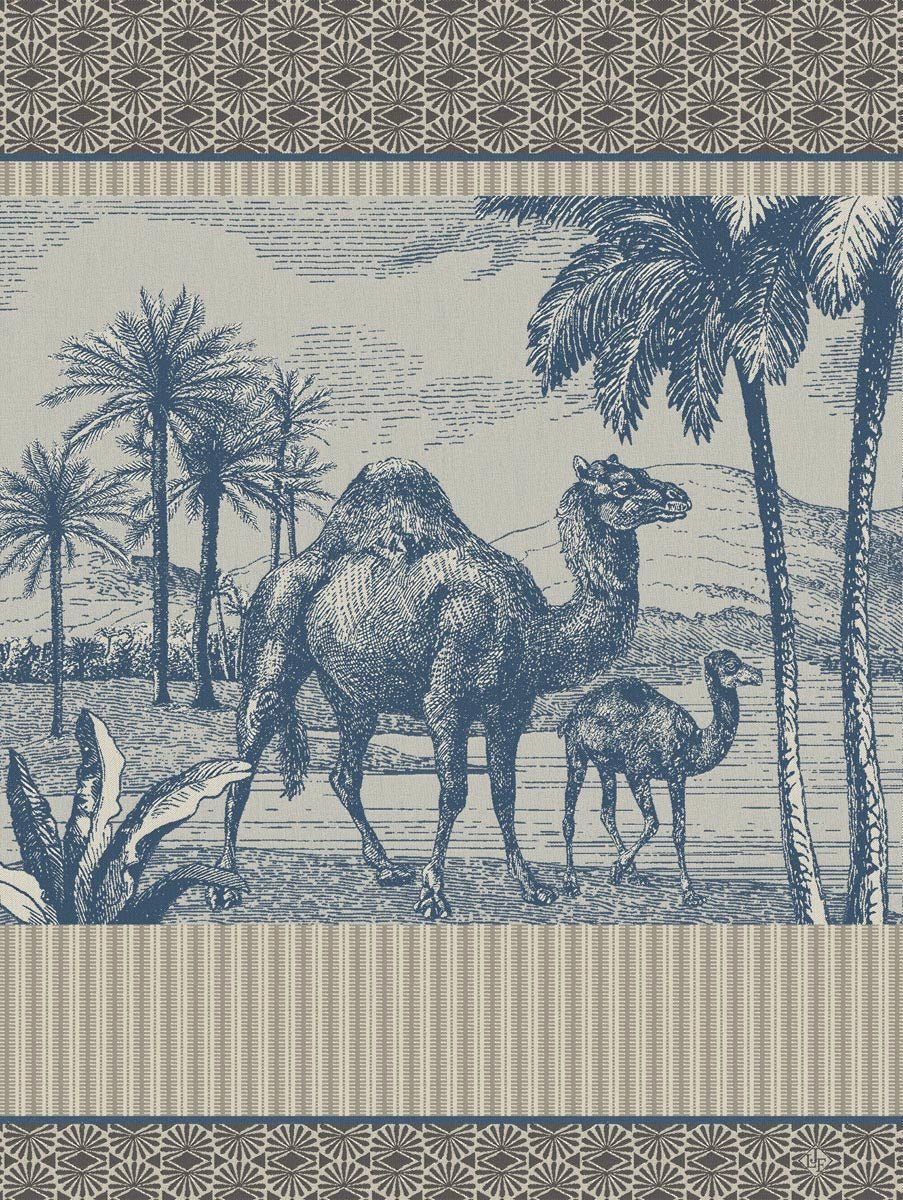 Dune Dromadaire Blue Tea Towel by Le Jacquard Francais at Fig Linens and Home