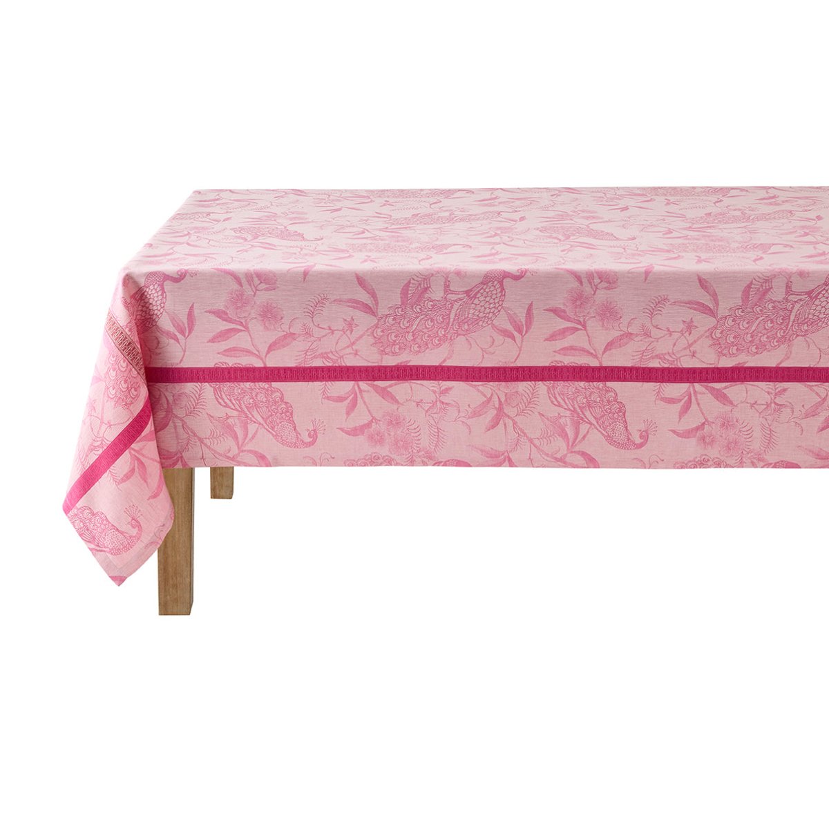 L'Orangerie Pink Tablecloth by Le Jacquard Français at Fig Linens and Home - View 2