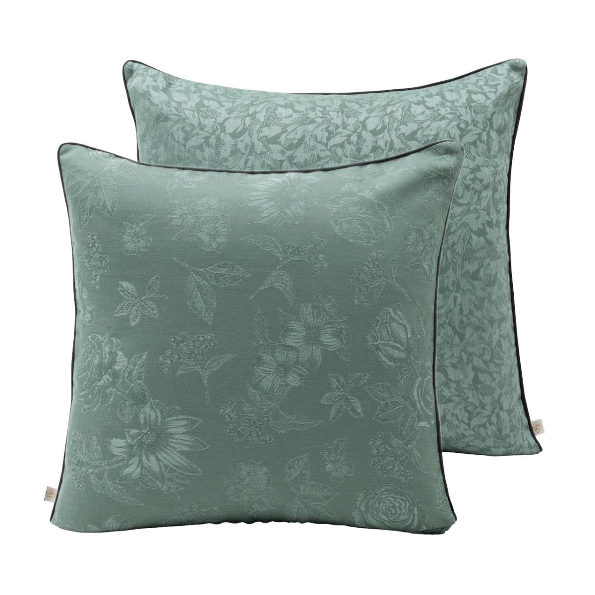 Romance Green Cushion Cover by Le Jacquard Francais at Fig Linens and Home | 20x20 Throw PIllow