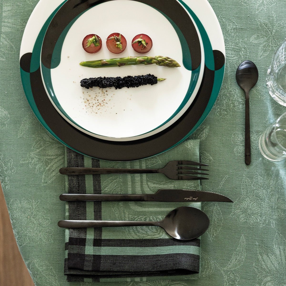 Romance Green Napkin By Le Jacquard Francais | Cloth Napkins at Fig Linens and Home 2