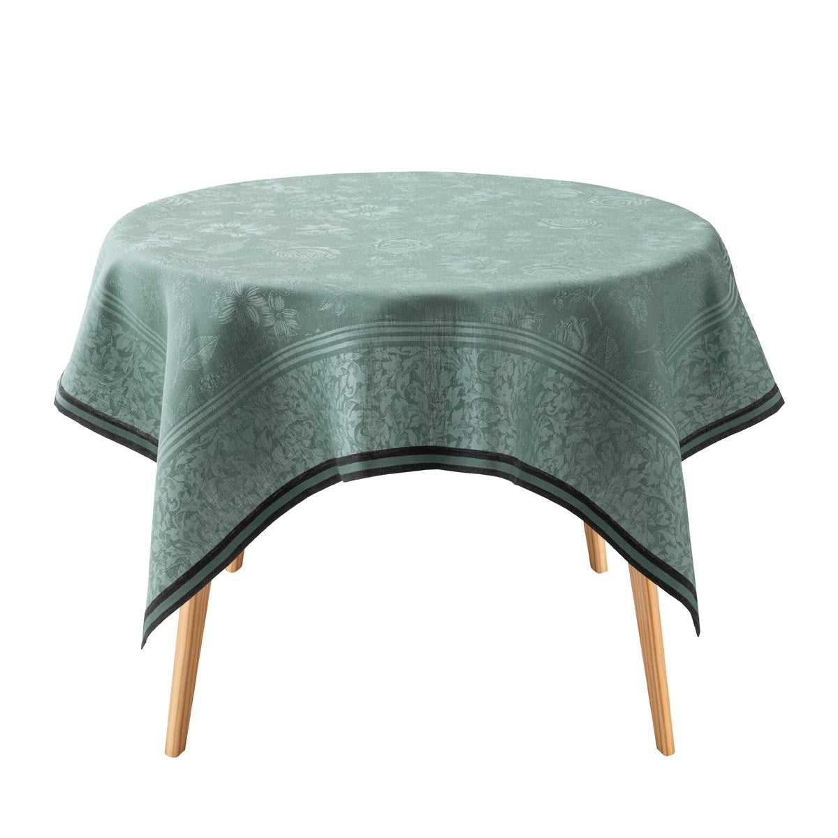 Romance Green Tablecloth By Le Jacquard Francais at Fig Linens and Home | Green Table Linens 7