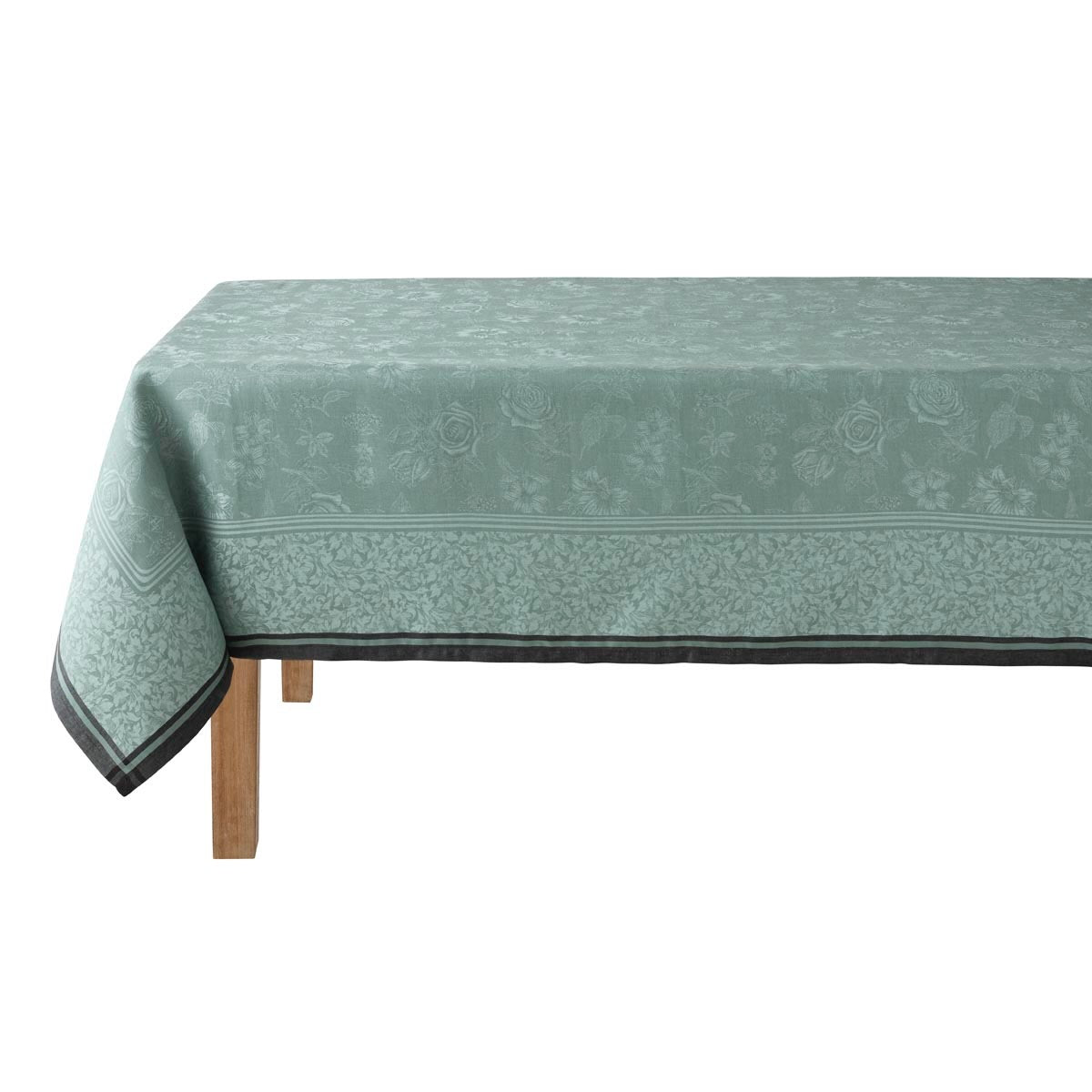 Romance Green Tablecloth By Le Jacquard Francais at Fig Linens and Home | Green Table Linens 6