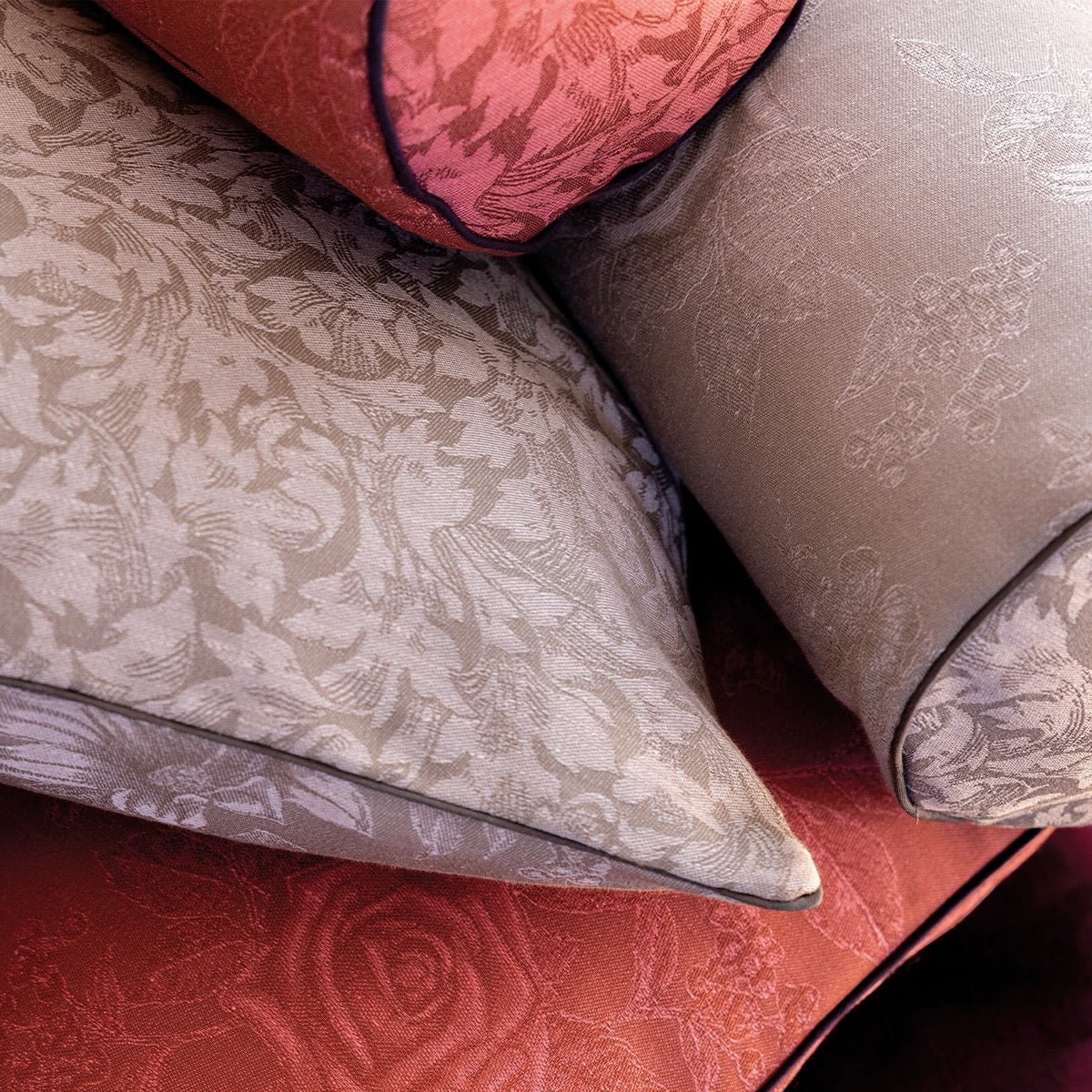 Romance Pink Cushion Cover by Le Jacquard Francais at Fig LInens and Home 4