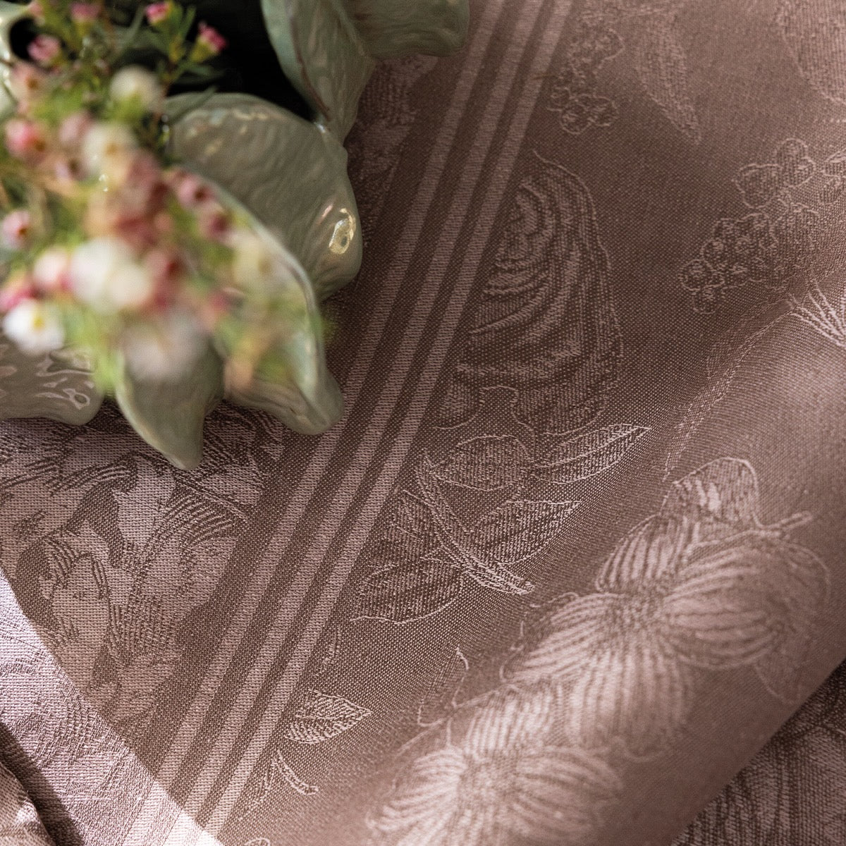 Romance Pink Tablecloth by Le Jacquard Francais at Fig Linens and Home | 100% Linen Tablecloths 2