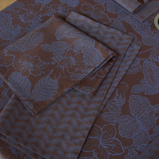 Sulawesi Feuillage Blue Napkin by Le Jacquard Français