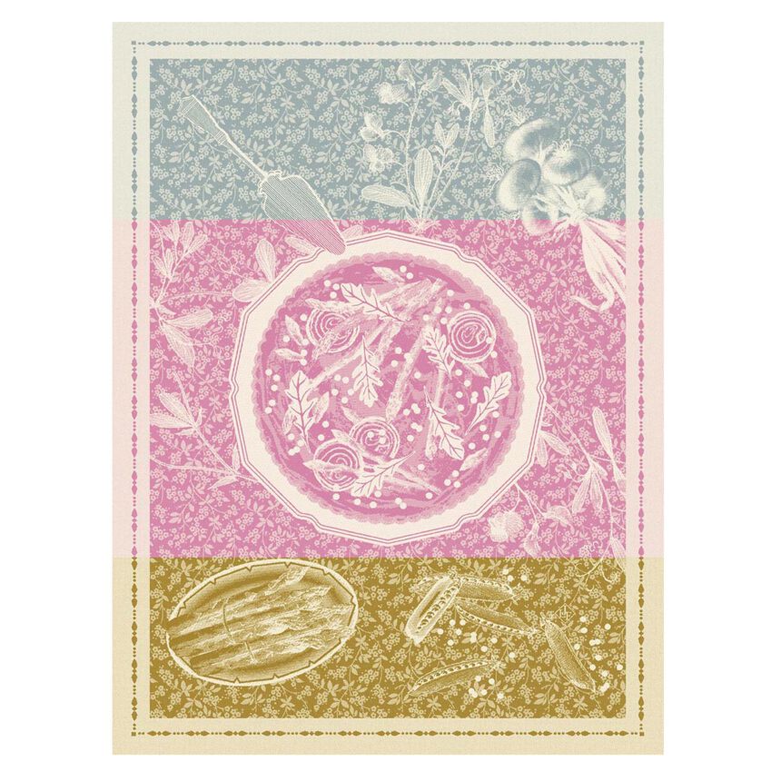 Tarte Printanière Pink Tea Towels by Le Jacquard Francais - View 1 at Fig Linens and Home