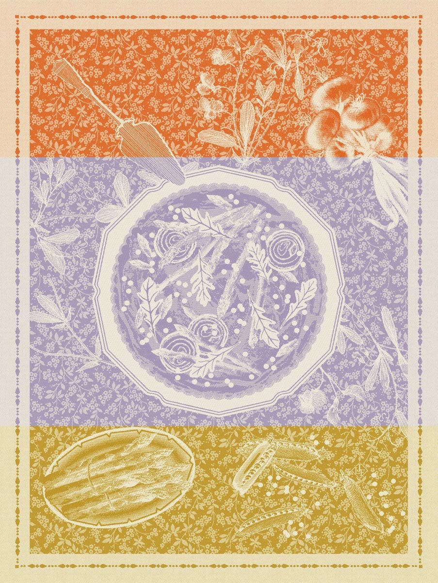 Tarte Printanière Purple Tea Towels by Le Jacquard Francais at Fig Linens and Home